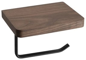 Porta carta igienica a parete in legno marrone con ripiano - Sapho