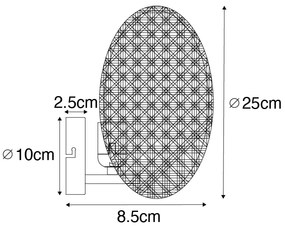 Applique da parete rustica nera con rattan 25 cm - Kata