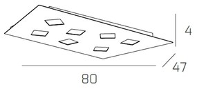 Plafoniera Moderna Note Metallo Grigio 7 Luci Gx53 80Cm