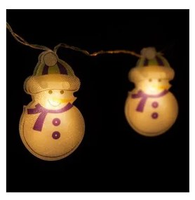 Catena luminosa LED natalizia, 10xLED/2xAA, 1,35 m, bianco caldo, pupazzo di neve