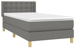 Giroletto a molle con materasso grigio scuro 90x200 cm tessuto