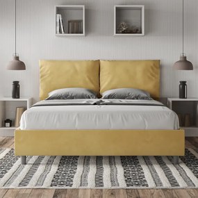 Letto matrimoniale e rete 160x200 in microfibra ocra Antea