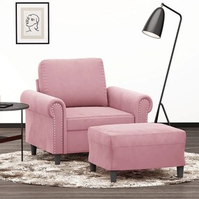 Poltrona Con Poggiapiedi Rosa 60 Cm Velluto /