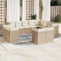 Set Divani da Giardino 12 pz con Cuscini Beige in Polyrattan 3250367