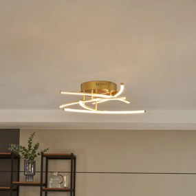 Lindby Flakira Plafoniera LED a 5 luci in ottone antico