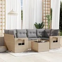 Set Divani da Giardino 7 pz con Cuscini Beige in Polyrattan 3252256