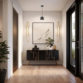 Lampadario a sospensione con filo 1xE27/35W/230V diametro 12 cm nero/oro