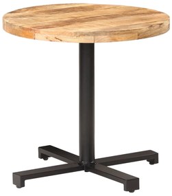 Tavolino Da Bistrot Rotondo Ø80x75 Cm İn Legno Di Mango Grezzo /
