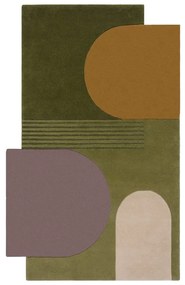 Tappeto verde in lana tessuto a mano 120x180 cm Lozenge – Flair Rugs