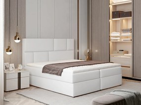 Letto matrimoniale boxspring Londra - 160 x 200 cm , Ecopelle bianco