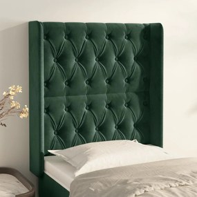Testiera Ad Orecchio Verde Scuro 83x16x118/128 Cm İn Velluto /