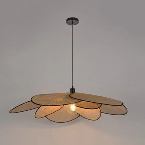 Lampadario Natura Bamako nero paralume beige E27 Ø110cm INSPIRE