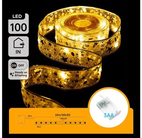 Aigostar - Catena luminosa di Natale LED 100xLED/3xAA 10m bianco caldo dorato