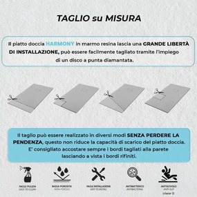 Piatto doccia 100x100 in marmoresina cemento con griglia in acciaio inox Harmony