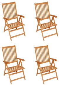 Sedie da giardino 4 pz con cuscini beige massello di teak