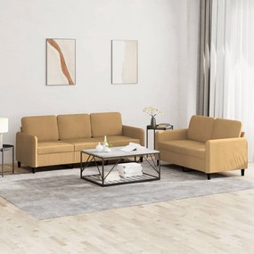 Set Di Divani 2 Pz Marrone İn Velluto /