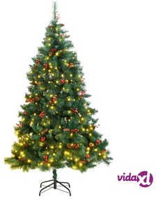 vidaXL Albero di Natale Artificiale Incernierato con 300 LED 180 cm