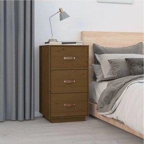 Comodino Ambrato 40x40x75 Cm İn Legno Massello Di Pino /