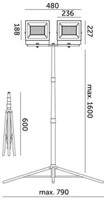 LED Riflettore con il supporto TIGRA 2xLED/100W/230V 4000K IP54 nero/giallo