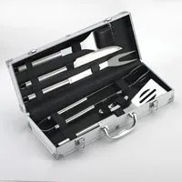 Set Valigetta + 6 Pz Utensili Per Barbecue In Acciaio Inox - Ompagrill 06420