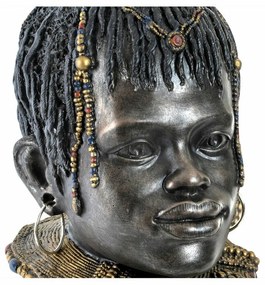 Statua Decorativa DKD Home Decor Africana 26 x 20 x 42 cm Nero Beige Coloniale (2 Unità)