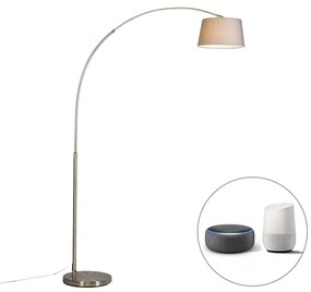 Lampada ad arco intelligente con paralume in acciaio grigio incl. Wi-Fi A60 - Arc Basic