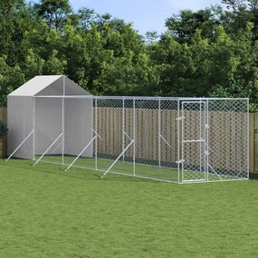 Cuccia Cani Da Esterno Tetto Argento 2x10x2,5 M Acciaio Zincato /
