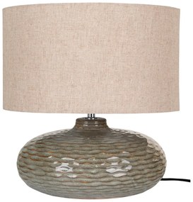Lampada da tavolo in ceramica kaki con paralume in tessuto (altezza 44 cm) Oldham - House Nordic