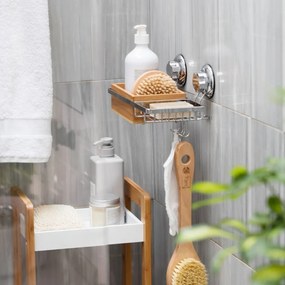 Cestino da parete in bambù con portasapone Spa - Compactor