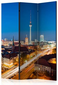 Paravento Berlino di notte (3 parti) - panorama urbano sotto un cielo notturno
