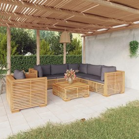 Set Divani da Giardino 7 pz con Cuscini Legno Massello di Teak