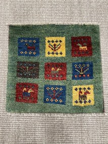 Gabbeh Tappeto 40x40 Verde (Iran) Annodato A Mano