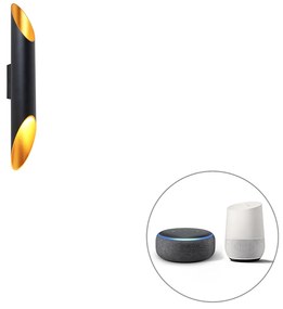 Lampada da parete intelligente nera 5,6 cm con 2 GU10 Wifi - Organo