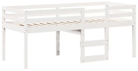 Letto a soppalco con tetto bianco 90x200 cm in legno di pino