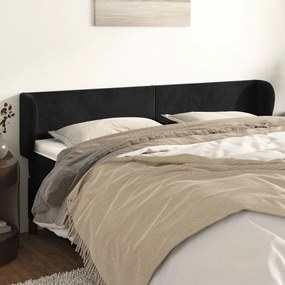 Testiera Ad Orecchio Nera 183x23x78/88 Cm İn Velluto /