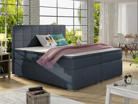 Letto matrimoniale boxspring Sara - 160 x 200 cm , Tessuto blu