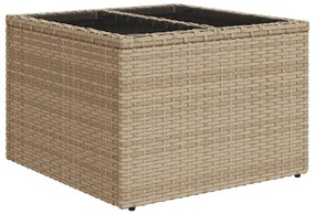 Tavolo da giardino piano in vetro beige 55x55x37 cm polyrattan