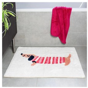 Tappetino da bagno rosso/bianco 83x52,5 cm Sausage Dog - Rex London