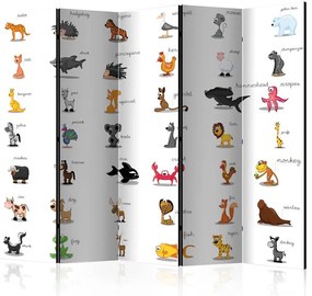 Paravento  Learning by playing (animals) II [Room Dividers]  Colore Bianco, Dimensioni e Misure 225x172