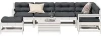 Set Salotto Giardino 8pz con Cuscini Bianco Legno Massello Pino 3250593