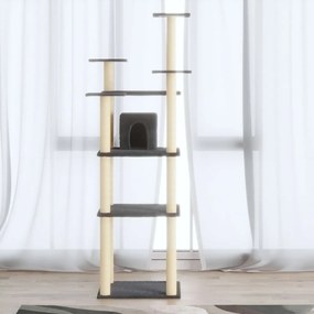 Albero Per Gatti Con Tiragraffi İn Sisal Grigio Scuro 171 Cm /