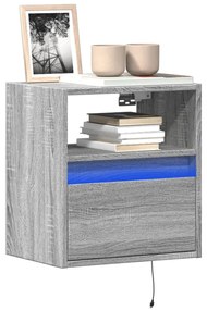 Mobili Tv A Parete Con Luci Led 2pz Grigio Sonoma 41x31x45 Cm /