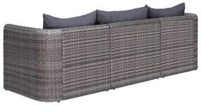 Set divani da giardino 3 pz con cuscini grigio in polyrattan