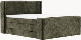 Letto boxspring in ciniglia fatto a mano con contenitore Freeland, H4