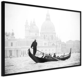 Poster Gondola a Venezia in Canal Grande  Cornice Quadri Cornice nera, Larghezza x Altezza Home decor 45x30