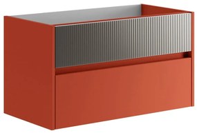 Mobile da bagno sotto lavabo Niwa rosso laccato opaco L 89.5 x H 50 x P 45.5 cm 2 cassetti, lavabo non incluso