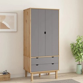 Armadio Otta Marrone E Grigio 76,5x53x172 Cm İn Legno Di Pino /