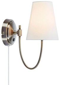Lampada da parete bianca/color ottone con alimentazione a corrente Amar – Markslöjd