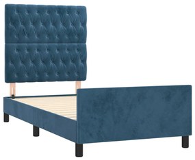 Giroletto con testiera blu scuro 100x200 cm in velluto