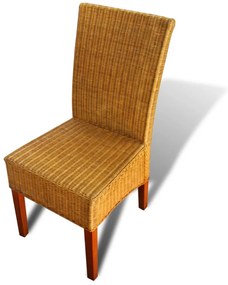 Sedie da pranzo 2 pz marroni in rattan naturale